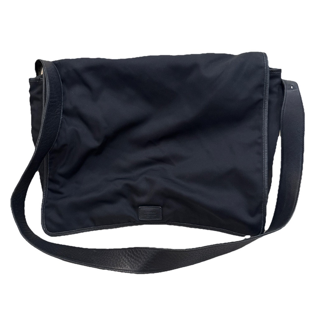 Vintage Black Coach Nylon and Leather Messenger Bag